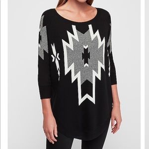 NWT Express Plaid Circle hem sweater sz S